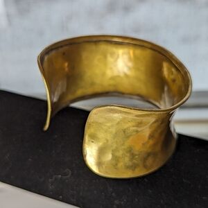 Statement piece, Brass Cuff Bracelet 2.5 " vintage concave design, chunky